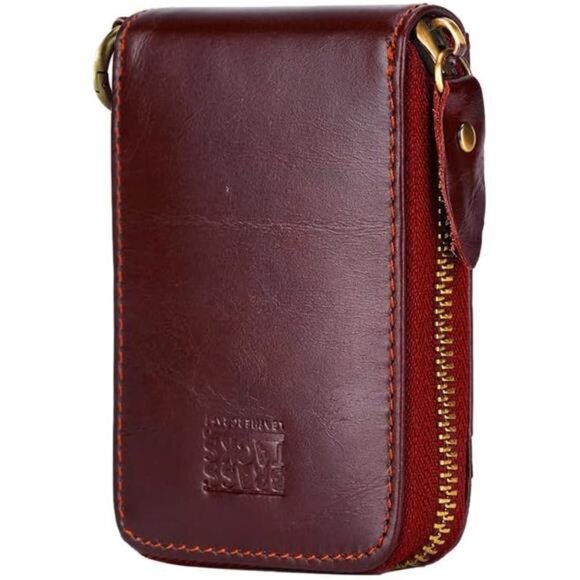 Vintage Full Top Grain Leather Wallet RFID Blocking Multi Card Case with Zipper - Picture 4 of 6